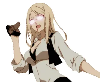 😵 Anime, Arme à feu, Sang, Violence, Personnage, Cheveux blonds whatsapp sticker