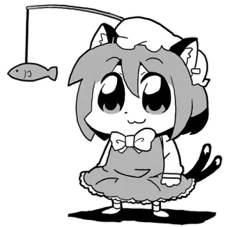 🙂 kot, ryba, słodkie, manga, anime, kreskówka telegram sticker