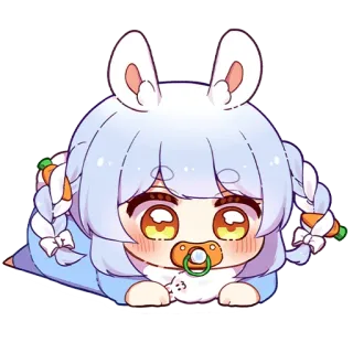 🍼 Аниме, Ребенок, Кролик, Милый, Кавай, Мультфильм, Соска whatsapp sticker
