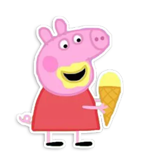 🍦 Peppa Pig cartoon, varken, ijs, dier, schattig telegram sticker