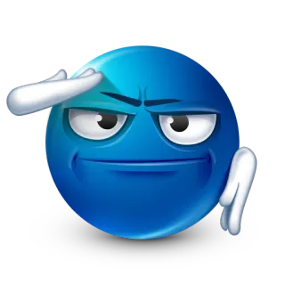 🧐 Emoji, Azul, Saludo, Serio, Actitud, Emoción whatsapp sticker