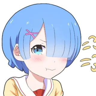 😠 Rem Re:Zero Anime, Dễ thương, Cô gái, Rem, Re:Zero, Kawaii telegram sticker