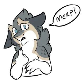 ⁉️ MERP? cartoon, furry, animal, illustration, cute telegram sticker