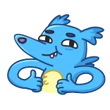 👍 漫画, 動物, いいね, ポジティブ, 青, かわいい telegram sticker