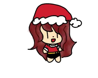 🎅 boże narodzenie, czapka mikołaja, anime, rude włosy, kreskówka telegram sticker