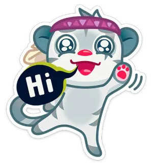👋 Hi Kartun, Binatang, Hai, Sapaan, Lucu, Ramah telegram sticker
