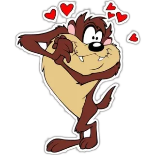 😍 Taz Tasmanian Devil, cartoon, love, hearts, cute, Taz telegram sticker