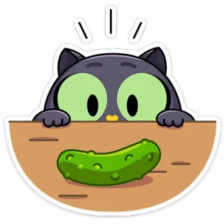 🥒 แมว, ผักดอง, การ์ตูน, สัตว์, อาหาร, น่ารัก, คาวาอิ, ตลก telegram sticker