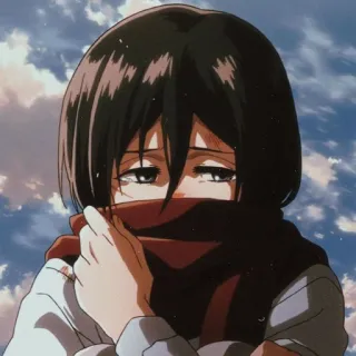 🧣 Mikasa Ackerman Attack on Titan Mikasa, Ackerman, L'Attaque des Titans, Anime, triste, personnage telegram sticker