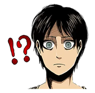 ⁉ Eren Yeager Attack on Titan Eren, Jaeger, Ataque dos Titãs, Anime, Pergunta, Confuso, Chocado telegram sticker
