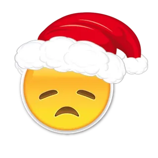 😔 Emoji, Triste, Navidad, Gorro de Papá Noel, Fiesta, Festivo, Icono whatsapp sticker