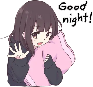 👋 Good night! Anime, Menina, Boa noite, Travesseiro, Fofo whatsapp sticker