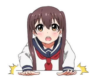 😲 anime, chica, sorprendida, impactada, uniforme escolar telegram sticker