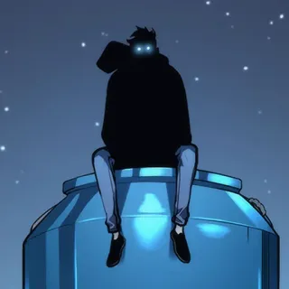 ♠️ anime, silhouette, night, sitting, stars, character whatsapp sticker