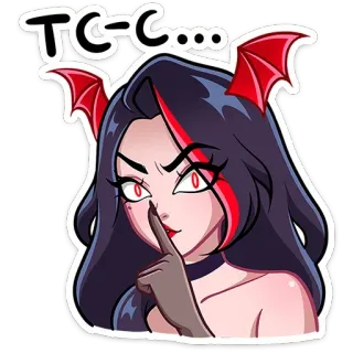 🤫 TC-C.... 악마, 악마, 애니메이션 여자, 여성, 박쥐 날개, 만화, 캐릭터 telegram sticker