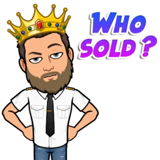 😡 WHO SOLD? Bitmoji, Krone, Cartoon, Mann, Frage telegram sticker