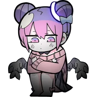 😏 dziewczyna anime, kawaii, słodki, pastele, postać, kreskówka, skrzydła, sztuka telegram sticker