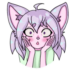😱 cartoon, anime, illustration, cute, shocked, surprised, purple, sticker telegram sticker