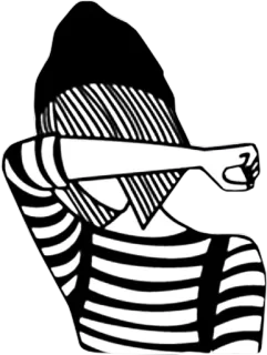 😣 Cartoon, Illustratie, Verdrietig, Emo, Personage, Tekening, Zwart-wit telegram sticker