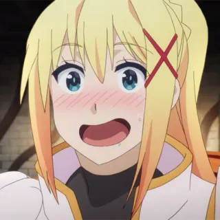 💫 Darkness KonoSuba アニメ, 金髪, このすば, ダクネス, 赤面, アニメ 女の子 telegram sticker