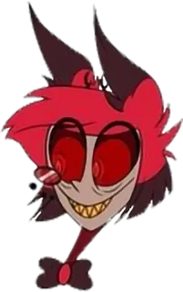 👀 Alastor Hazbin Hotel iblis, senyum, merah, kartun, animasi telegram sticker