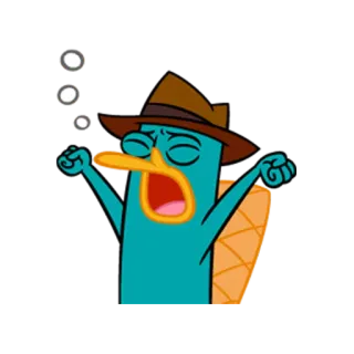 💤 Perry the Platypus Phineas and Ferb cartone animato, ornitorinco, agente, animale, disney telegram sticker