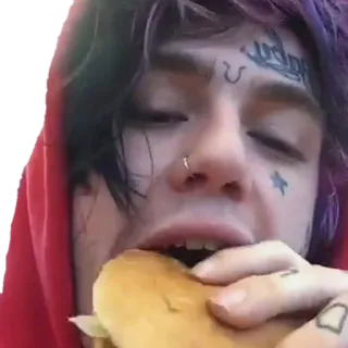 🍔 Lil Peep แร็ปเปอร์, เพลง, Lil Peep, รอยสัก, กิน, เบอร์เกอร์ telegram sticker