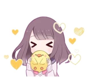 🌟 Anime, Chica, Tía, Lindo, Corazones, Kawaii telegram sticker