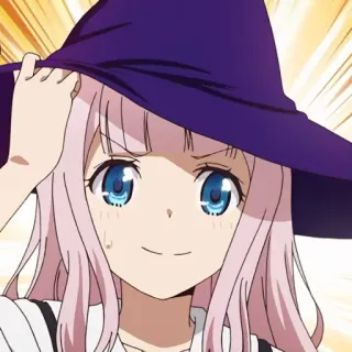 🧙‍♀️ Chika Fujiwara Kaguya-sama: Love Is War anime, girl, chika fujiwara, kaguya-sama love is war, hat, cute whatsapp sticker