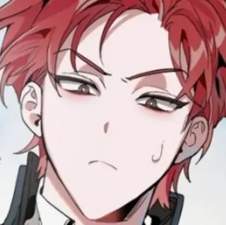 🥀 Anime, Manga, pelo rojo, sonrisa burlona, retrato, personaje telegram sticker