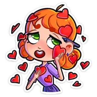 😍 cartoon, woman, heart, love, drawing, sticker, girl, romance whatsapp sticker