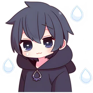 😮‍💨 Anime, Verdrietig, Cartoon, Personage, Hoodie, Schattig, Huilend, Tranen telegram sticker