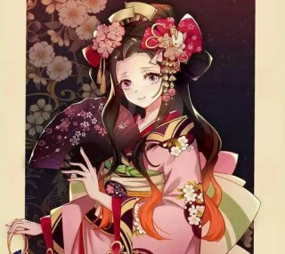 ⛓ Nezuko Kamado Demon Slayer Anime, Demon Slayer, Nezuko Kamado, Kimono, Jepang, Penggemar, Bunga telegram sticker