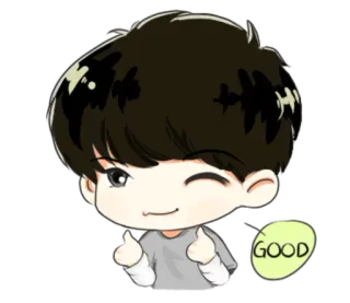 👍 GOOD 可爱, 赞, 好, 卡通, 积极, 批准, 插图 telegram sticker