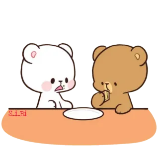 😨 carino, orsi, kawaii, mangiare, tavolo telegram sticker