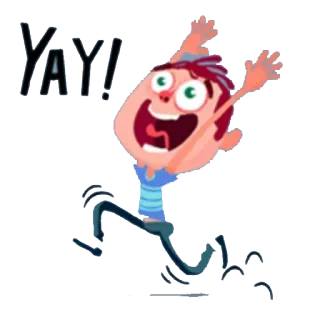😸 YAY! cartoon, vreugde, feest, enthousiast, jongen, blij telegram sticker