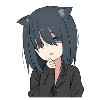 🤔 Anime girl, Tai mèo, Kawaii, Manga, Dễ thương, Chibi telegram sticker