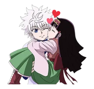 😘 Killua Zoldyck anime, cartoon, kiss, love, friends, character, killua, hug telegram sticker