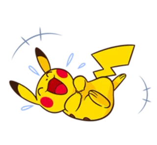 😂 Pikachu Pokemon pikachu, pokemon, kreskówka, anime, żółty, szczęśliwy, leżący telegram sticker