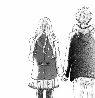 ❤ Anime, Casal, Romântico, Inverno, Neve, Desenho, Arte, Ilustração telegram sticker