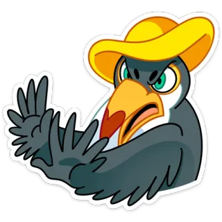 🙅‍♂ bird, cartoon, angry, hat, character telegram sticker