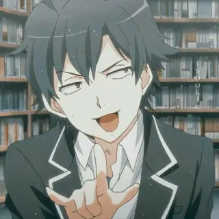 ⛓ Hachiman Hikigaya My Teen Romantic Comedy SNAFU Anime, Charakter, Bücherregal, Schuluniform, Hikigaya whatsapp sticker