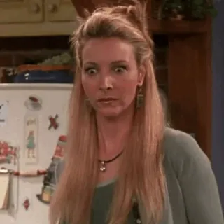 😳 Phoebe Buffay Friends Phoebe, Przyjaciele, sitcom, śmieszne, twarz, zszokowana telegram sticker