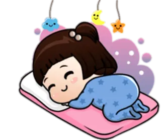 🌙 schlafend, Baby, Cartoon, niedlich, Traum, Nacht, Mädchen telegram sticker