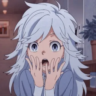 😲 Anime, Mädchen, überrascht, Augen, Frisur whatsapp sticker