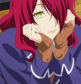 🍬 anime, red hair, girl, yellow eyes, cute, smiling whatsapp sticker