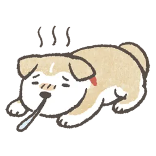 😪 개, 피곤한, 아픈, 누워있는, 동물, 만화, 귀여운, 지친 telegram sticker
