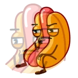 🤔 hotdog, thức ăn, phim hoạt hình, biểu tượng cảm xúc, nhân vật, xúc xích telegram sticker