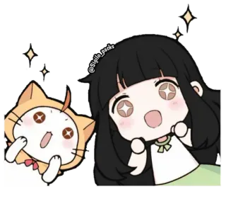 😱 @sigilo_packs sticker, dibujos animados, chica, gato, kawaii, anime telegram sticker