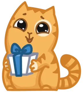 🎁 кот, милый, подарок, презент, бант, животное telegram sticker